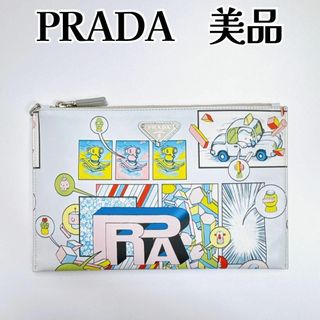 PRADA - 【希少】プラダ クラッチバッグ 三角プレート マルチカラー コミックプリント