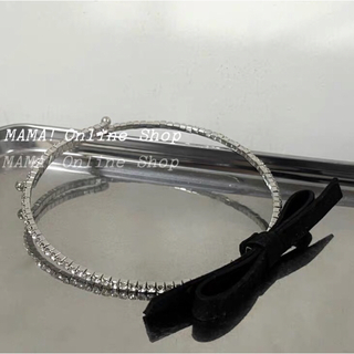 バブルス(Bubbles)のリボンダイヤ　黒銀色チョーカー　ネックレス　やみかわ　量産系　地雷系　ゴシック(ネックレス)