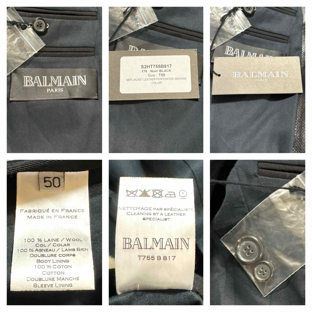 BALMAIN(バルマン)の本物 新品タグ付き デッドストック バルマンオム レザーラペル ジャケット 50 メンズのジャケット/アウター(テーラードジャケット)の商品写真