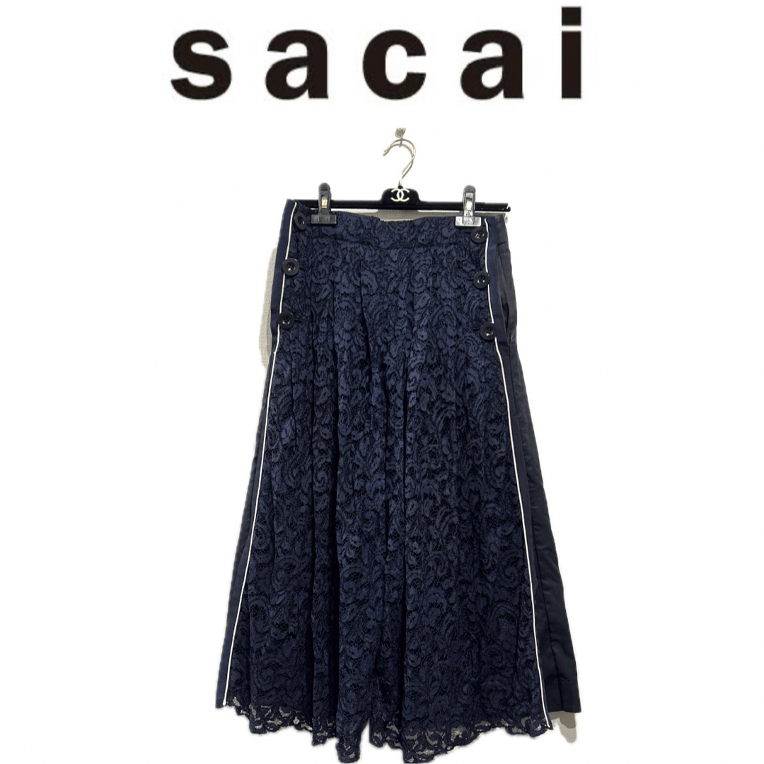 パンツ【sacai】レース切り替えワイドパンツ【サカイ】