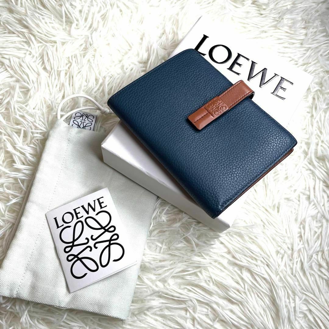 LOEWE 二つ折り財布 ネイビー(STEEL BLUE/TAN) - 折り財布 LOEWE 二つ折り財布 ネイビー(STEEL BLUE/TAN) - 折り財布