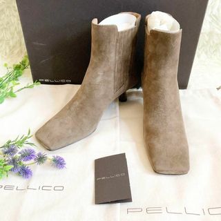 ペリーコ(PELLICO)の【未使用品】ペリーコ  別注 サイドゴアヒールショートブーツ　スウェード レザー(ブーツ)