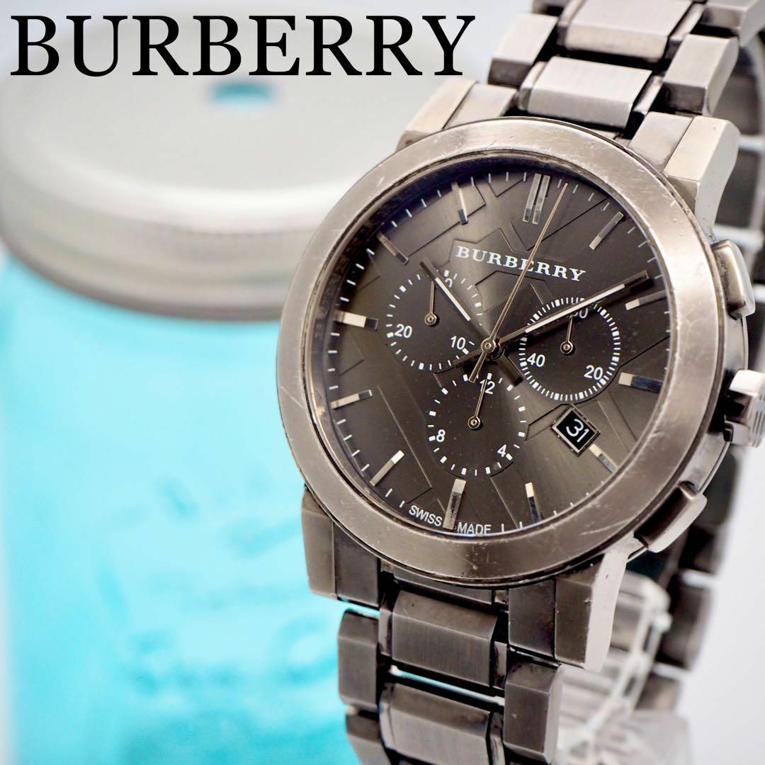 230 BURBERRY バーバリー時計　クロノグラフ　メンズ腕時計　メタリック | フリマアプリ ラクマ
