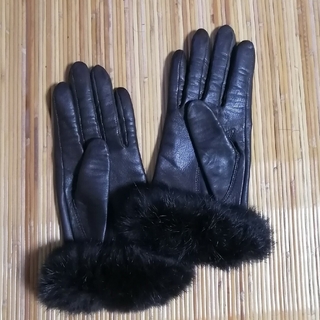 革手袋　レディース ファー付き革手袋(手袋)