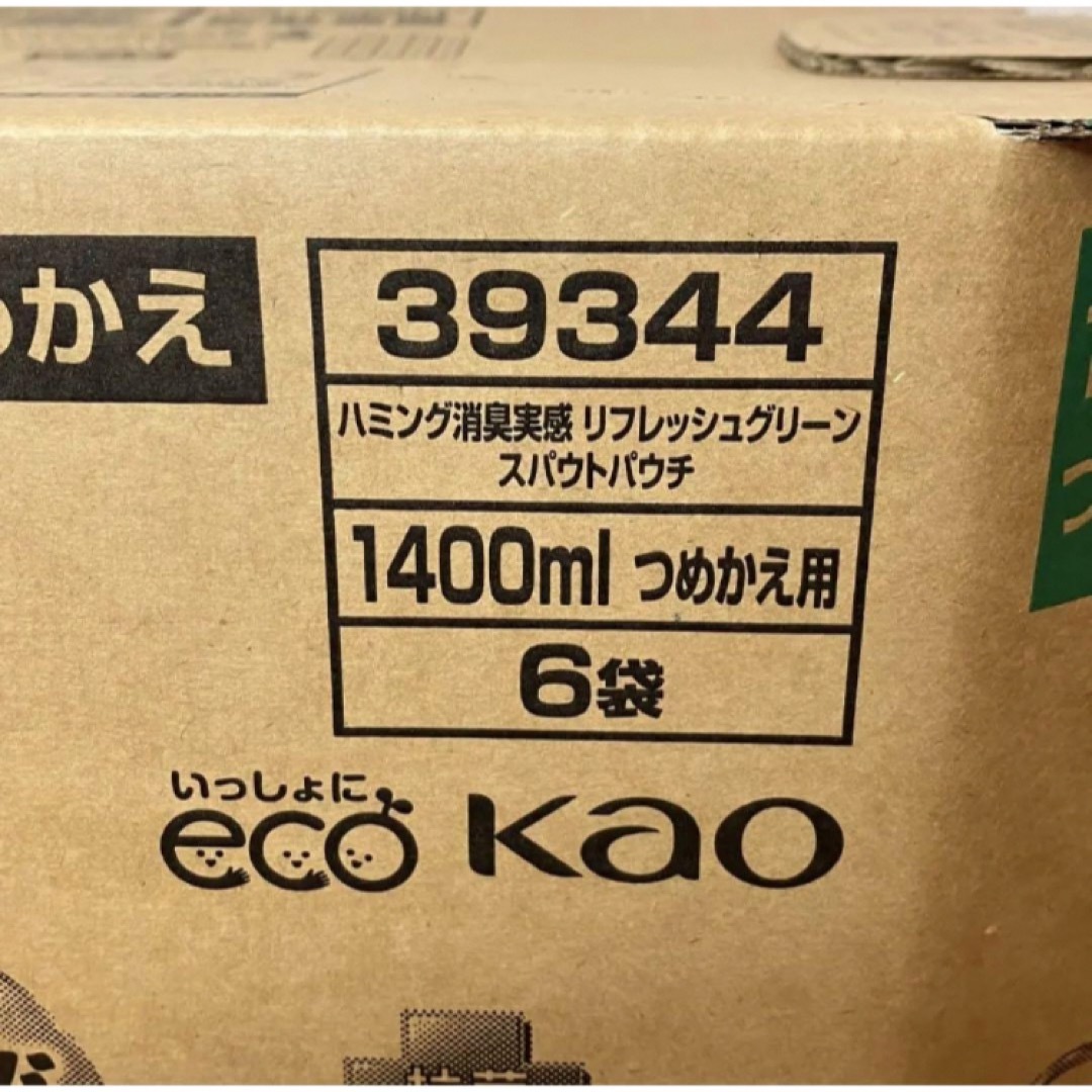 花王(カオウ)の新品 未使用 ハミング リフレッシュグリーン 詰め替え 1400ml 6袋 インテリア/住まい/日用品の日用品/生活雑貨/旅行(洗剤/柔軟剤)の商品写真