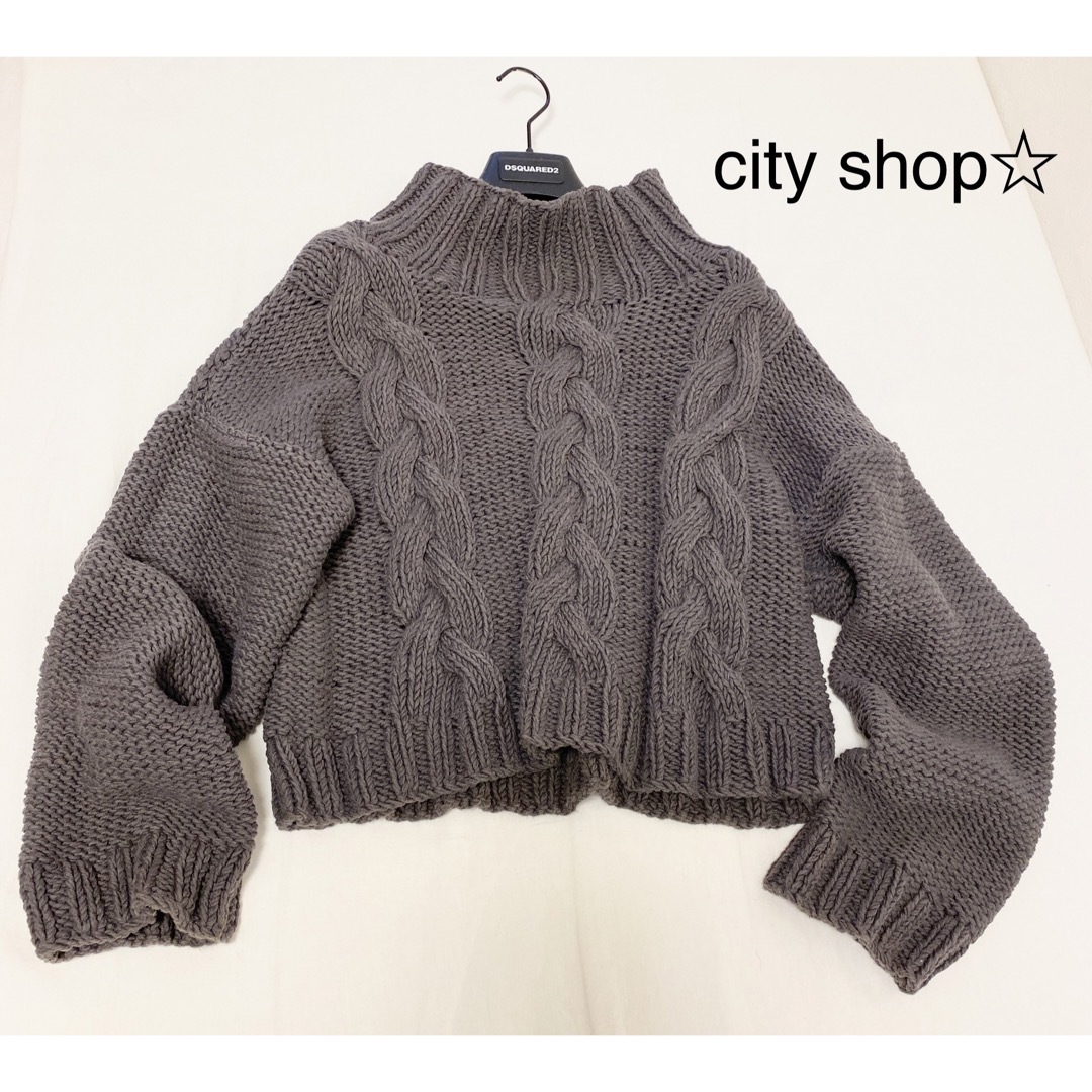 cityshop☆BULKY CABLEハイネックケーブルニット　プルオーバーレディース