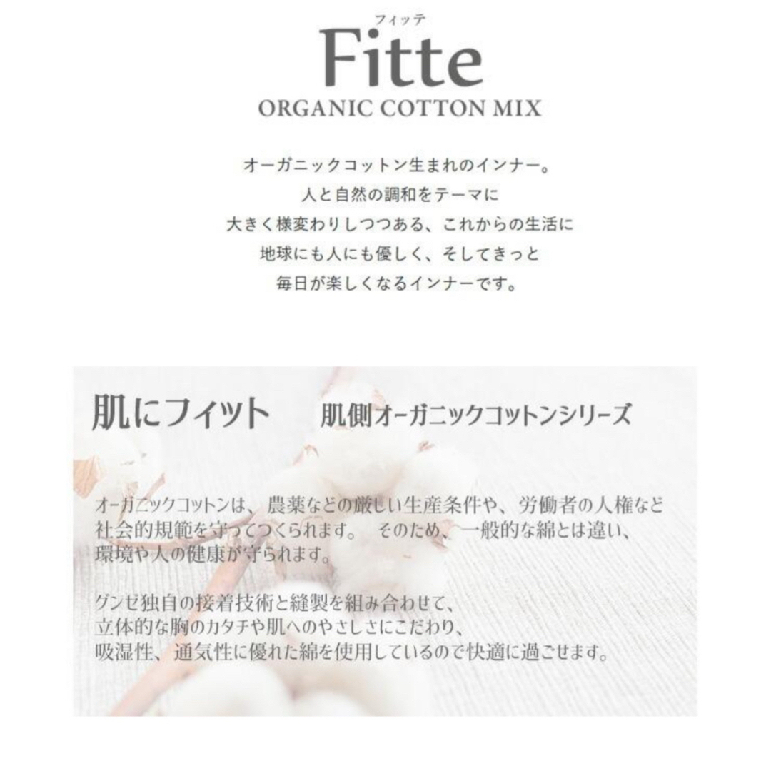 GUNZE(グンゼ)のグンゼ　キレイラボ　fitte　長袖　パッド付き　Lサイズ　スモークピンク レディースの下着/アンダーウェア(アンダーシャツ/防寒インナー)の商品写真