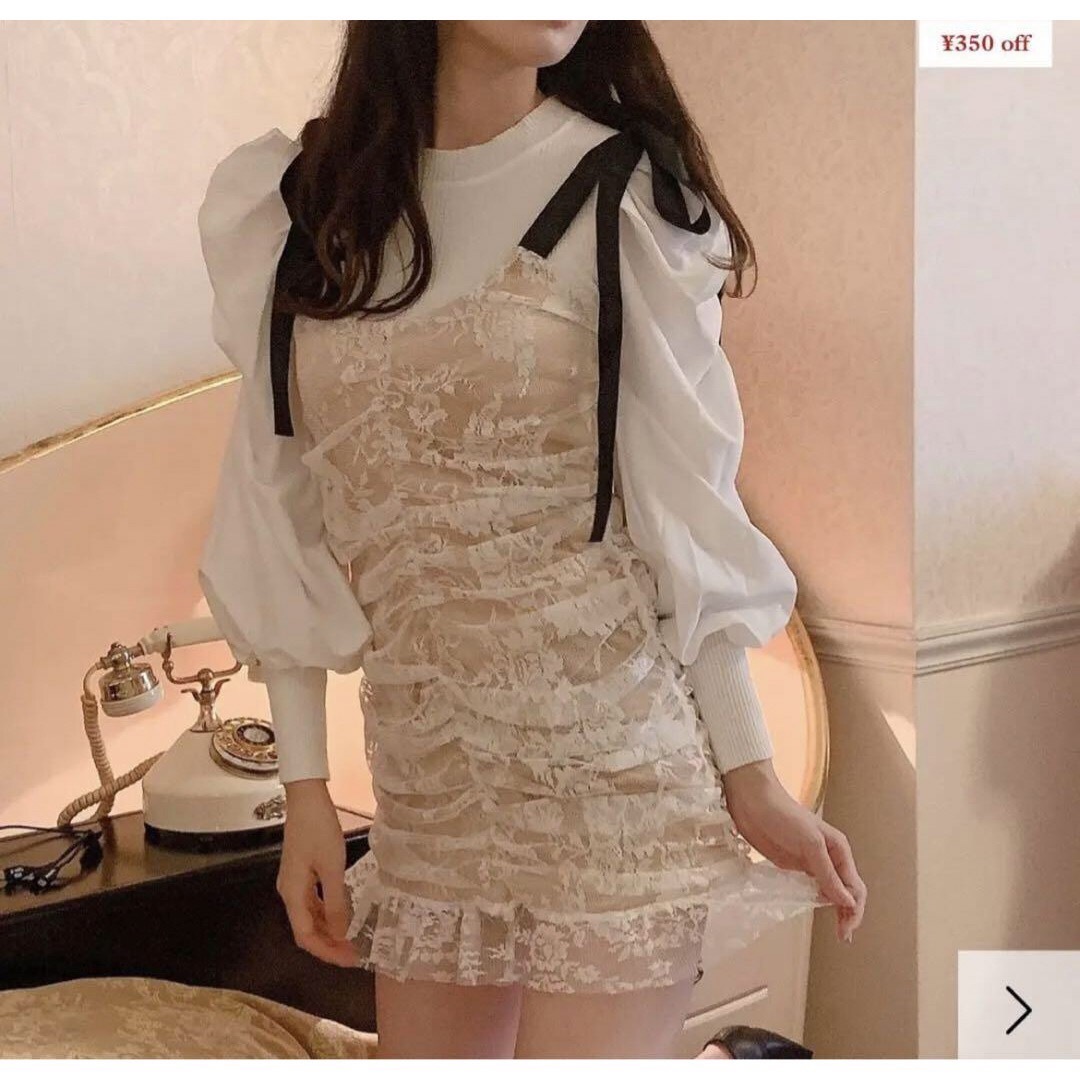 Swankiss(スワンキス)のsweemy closet Rim Fit Hip Dresses ホワイト レディースのワンピース(ミニワンピース)の商品写真