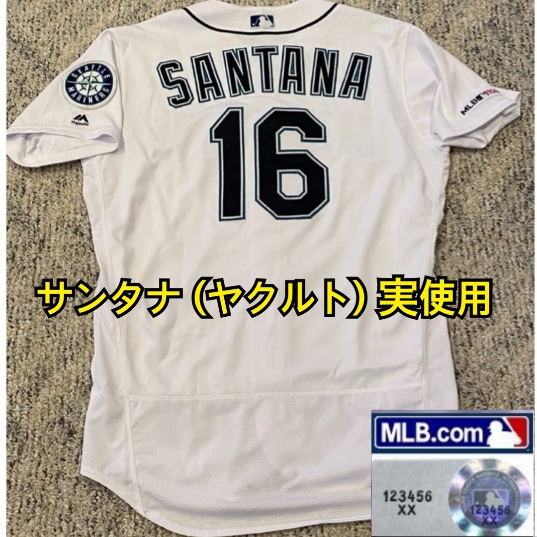 Majestic(マジェスティック)のヤクルト ドミンゴ サンタナ2019年 実使用ユニフォーム MLB ホログラム スポーツ/アウトドアの野球(記念品/関連グッズ)の商品写真