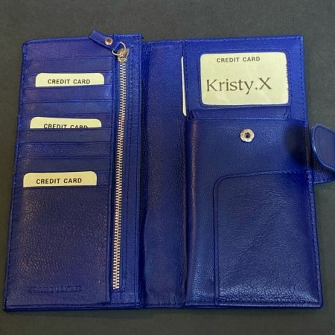 Kristy.X 長財布 ブルー 牛革100％ Genuine Leather  メンズのファッション小物(長財布)の商品写真