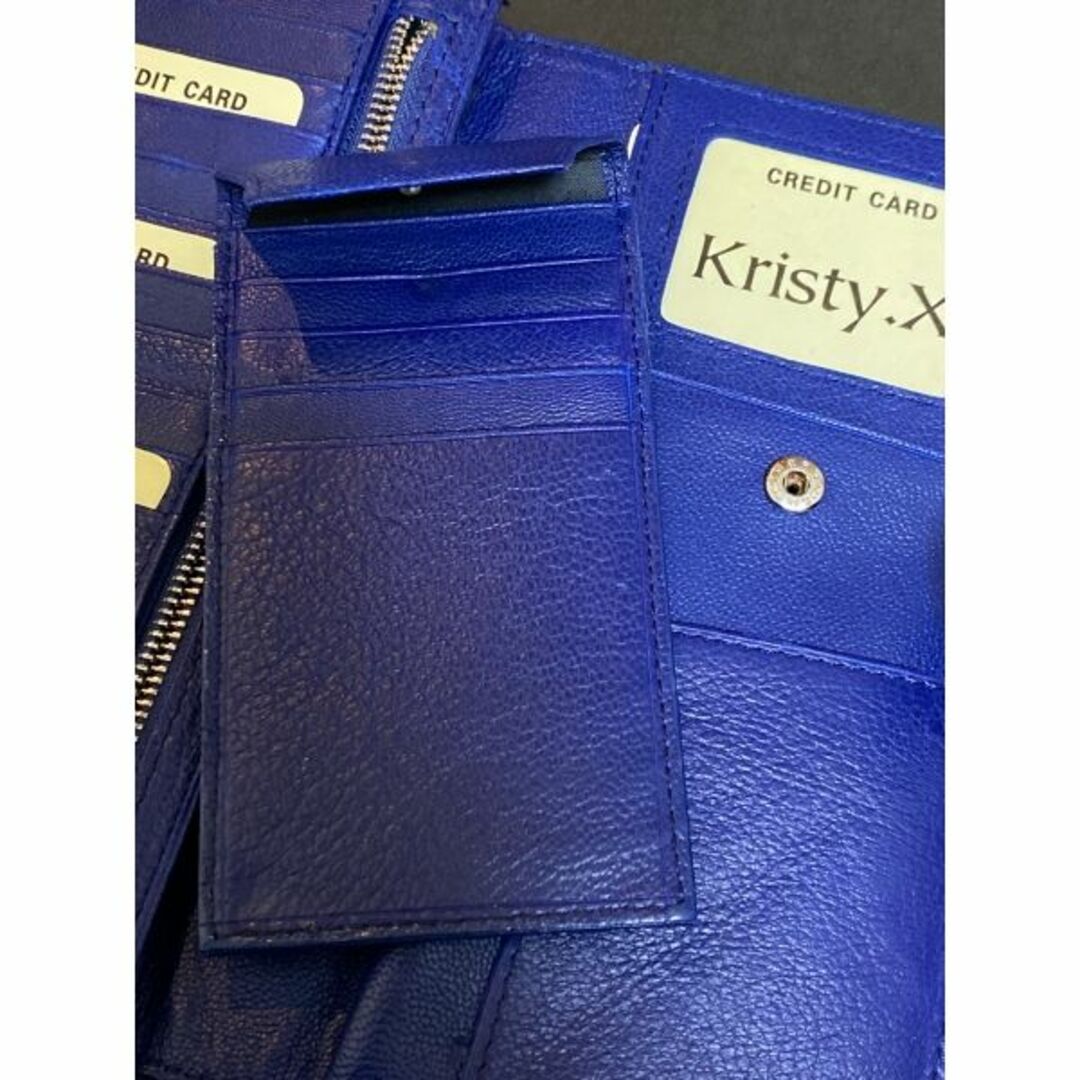 Kristy.X 長財布 ブルー 牛革100％ Genuine Leather  メンズのファッション小物(長財布)の商品写真