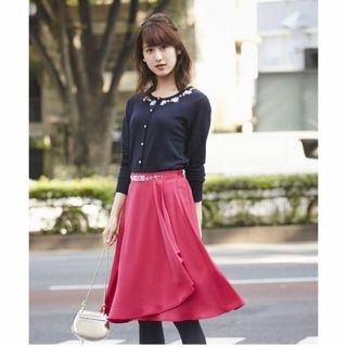 トッコクローゼット(TOCCO closet)のトッコクローゼット ラップドレープスカート ピンク ビジュー フリル レディース(ひざ丈スカート)