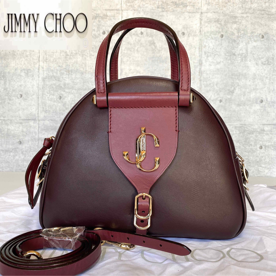 【美品】JIMMY CHOO VARENNE BOWLING/S 2WAYバッグロイヤルブランド0103