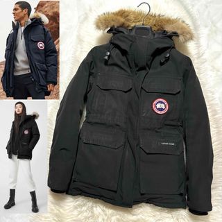 カナダグース(CANADA GOOSE)の本物 カナダグース エクスペディション ファー付き ダウンジャケット S 黒 (ダウンジャケット)