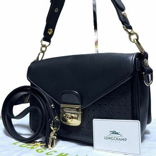 ロンシャン(LONGCHAMP)の【極美品】ロンシャン マドモアゼル ショルダーバッグ 2way 黒 保存袋(ショルダーバッグ)