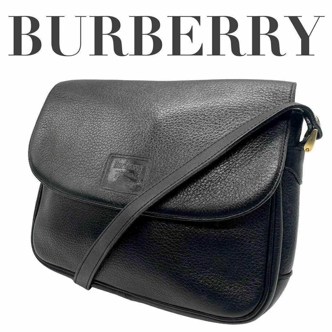 美品　Burberry バーバリー　ショルダーバッグ　黒　本革　ノバチェック | フリマアプリ ラクマ