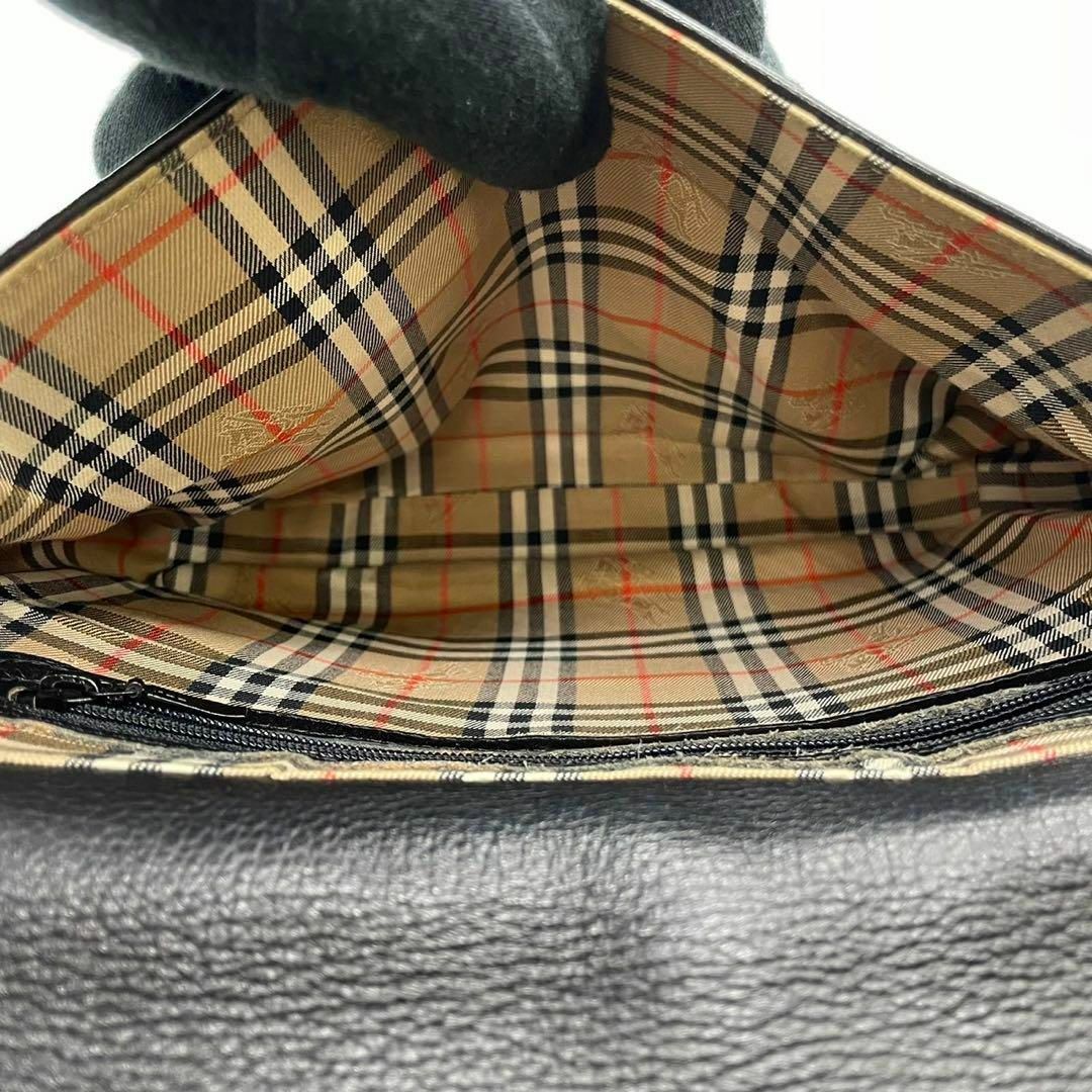 美品　Burberry バーバリー　ショルダーバッグ　黒　本革　ノバチェック