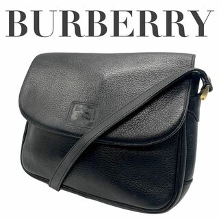 バーバリー(BURBERRY)の美品　Burberry バーバリー　ショルダーバッグ　黒　本革　ノバチェック(ショルダーバッグ)