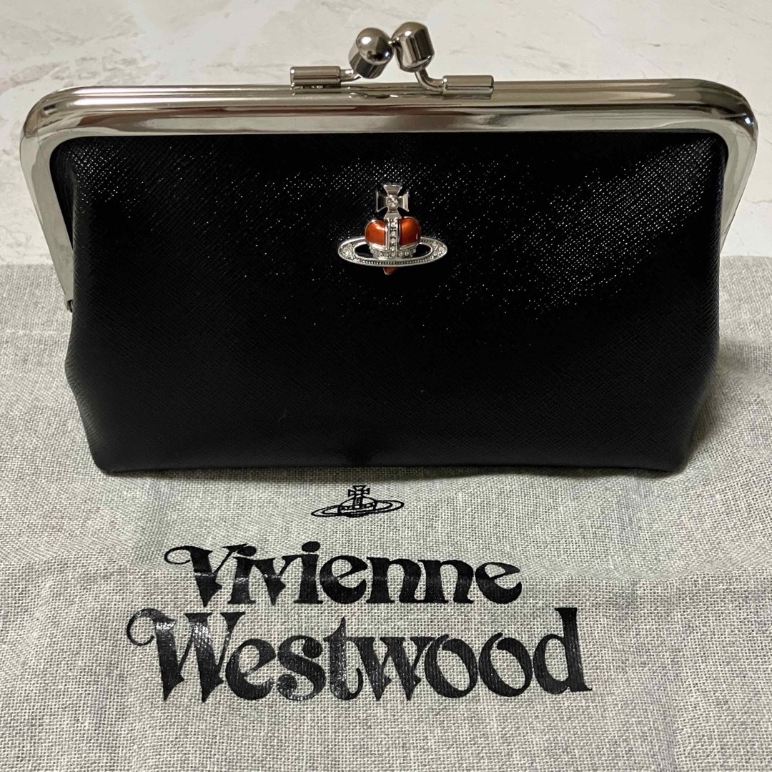 Vivienne Westwood(ヴィヴィアンウエストウッド)の未使用品 ヴィヴィアンウエストウッド ポーチ ディアマンテ オーブ レザー 黒 レディースのファッション小物(ポーチ)の商品写真