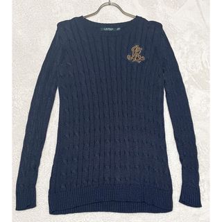 ラルフローレン(Ralph Lauren)のLAUREN RALPH LAUREN ワッペンケーブルニット　ネイビー XXS(ニット/セーター)