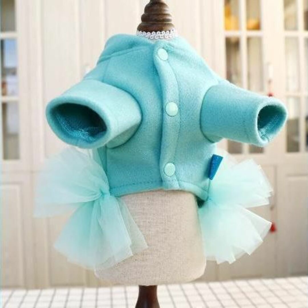 【匿名配送】Sサイズ 犬の服 お出かけ用ドレス ティファニーブルー