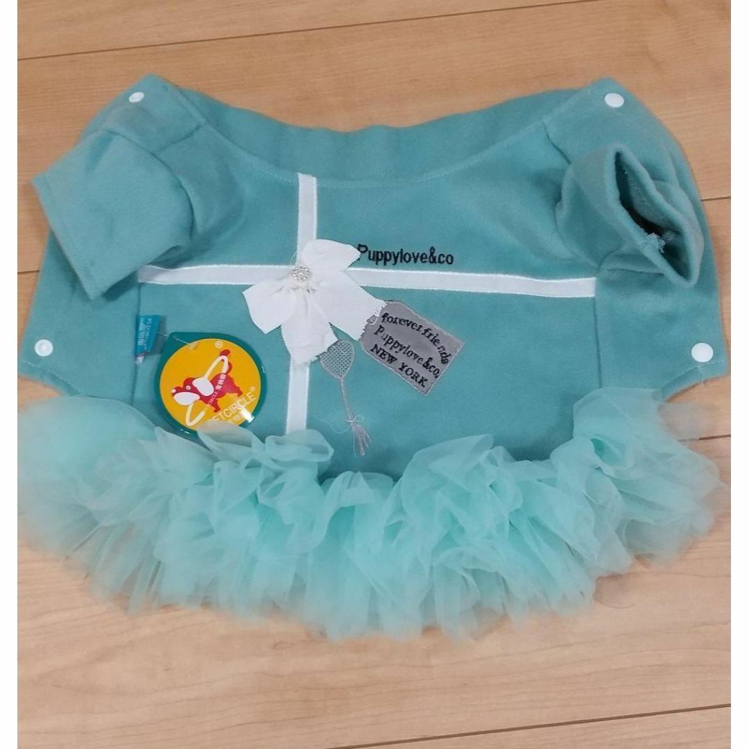 【匿名配送】Mサイズ 犬の服 お出かけ用ドレス ティファニーブルー