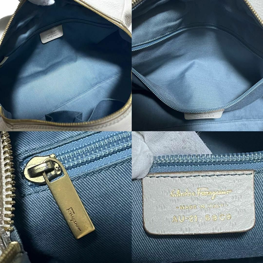 Ferragamo(フェラガモ)の【美品】フェラガモ ガンチーニ トートバッグ ハンドバッグ 金具 レザー 白 レディースのバッグ(ハンドバッグ)の商品写真