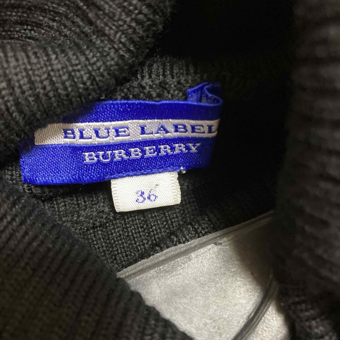 BURBERRY BLUE LABEL(バーバリーブルーレーベル)のバーバリーブルーレーベル　ニット　ワンピース　チェック　ブラック　ベルト　黒 レディースのワンピース(ひざ丈ワンピース)の商品写真