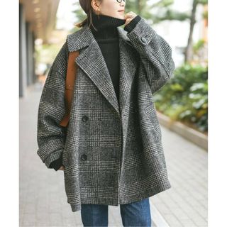 スピックアンドスパン(Spick & Span)の23AW Wスライバーチェックハーフコート(ロングコート)