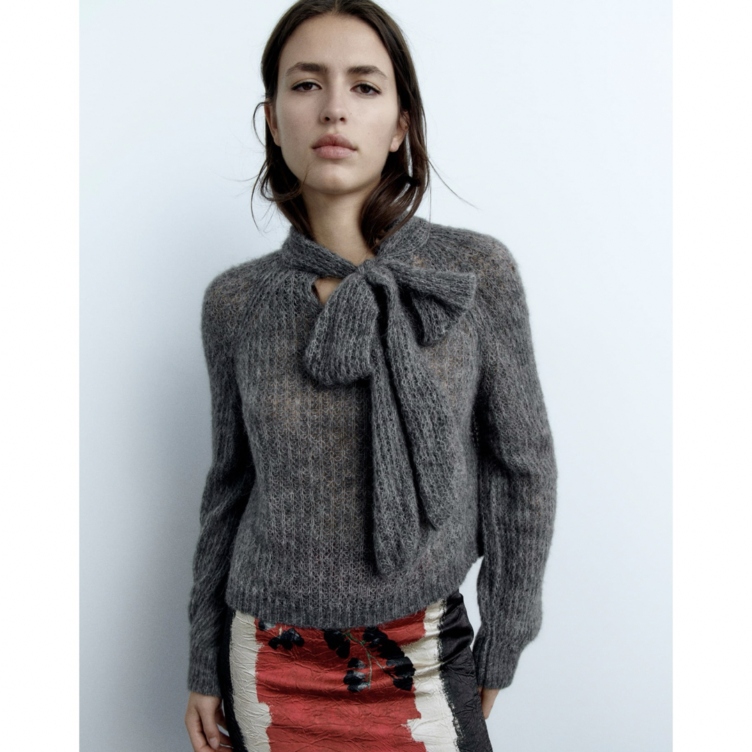 ZARA(ザラ)のZARA♡今期完売♡リボンオープンニットセーター レディースのトップス(ニット/セーター)の商品写真