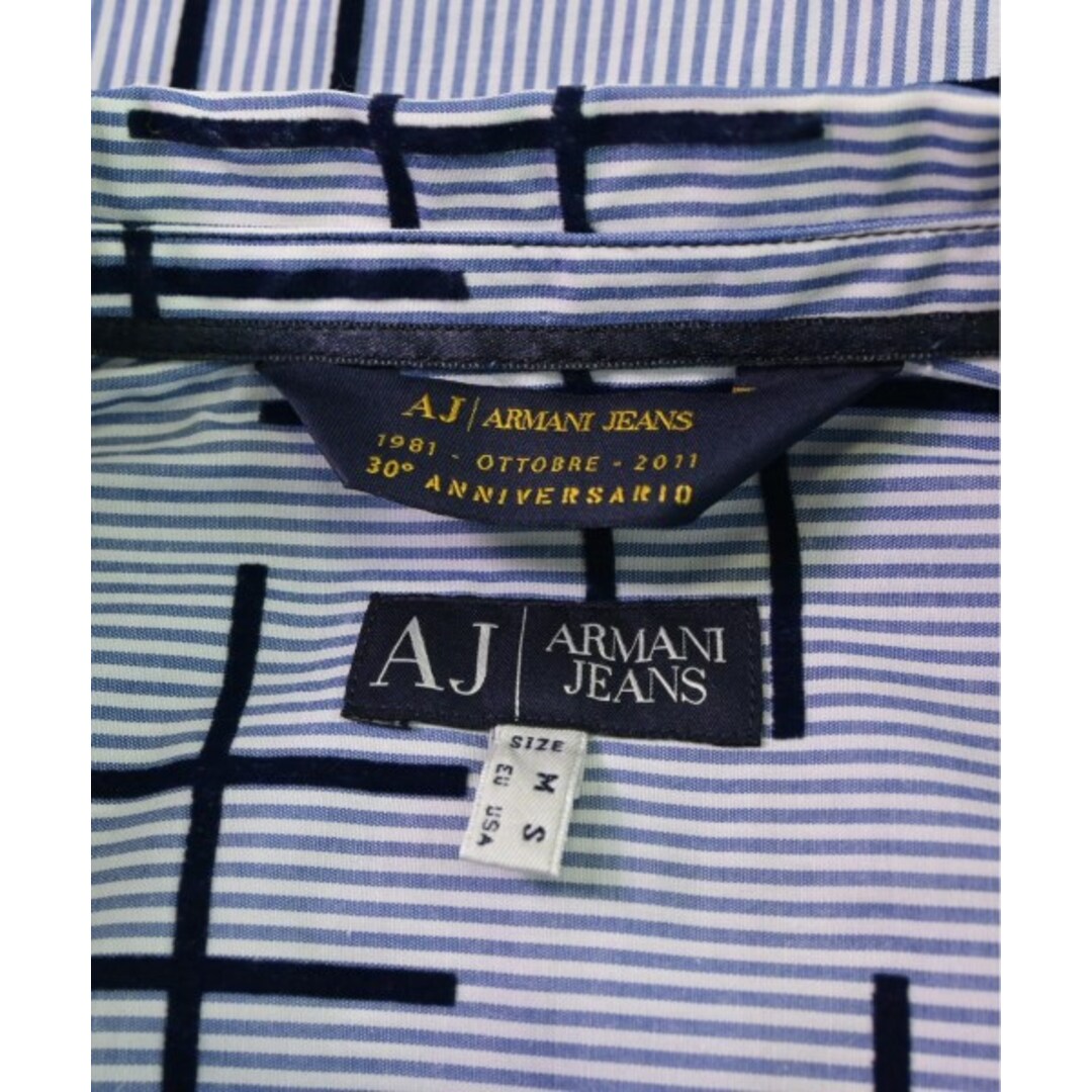 ARMANI JEANS(アルマーニジーンズ)のARMANI JEANS カジュアルシャツ M 紺x白(ストライプ) 【古着】【中古】 メンズのトップス(シャツ)の商品写真