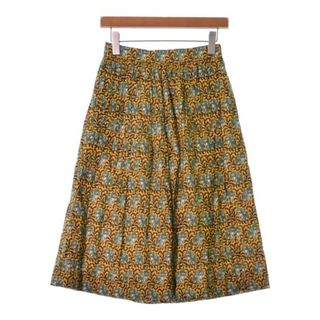 ジェイクルー(J.Crew)のJ.CREW ジェイクルー ひざ丈スカート 0(XS位) 黄x緑x黒(総柄) 【古着】【中古】(ひざ丈スカート)