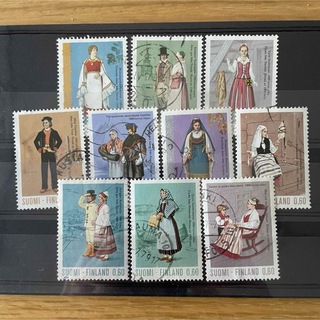 フィンランド郵便　フィンランド民族衣装　切手(使用済み切手/官製はがき)