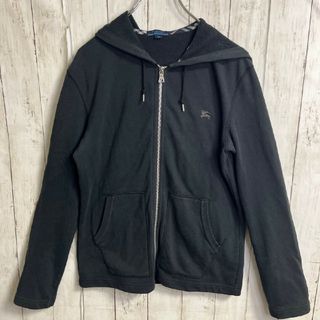 バーバリーブルーレーベル(BURBERRY BLUE LABEL)のBurberry London パーカー　ブラック　ノバチェック　青　ロゴ　M(パーカー)