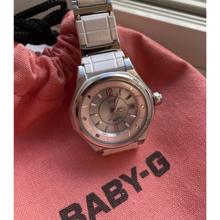 ベビージー(Baby-G)の【稼働中】ベビーG電波ソーラー腕時計28㎜シルバー／うすいピンク(*^_^*)(腕時計)
