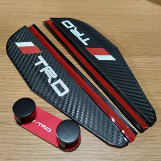 TRDカ―ボン調サイドミラーバイザー&メタルマスクフックセット激安価格値引き不可(車外アクセサリ)