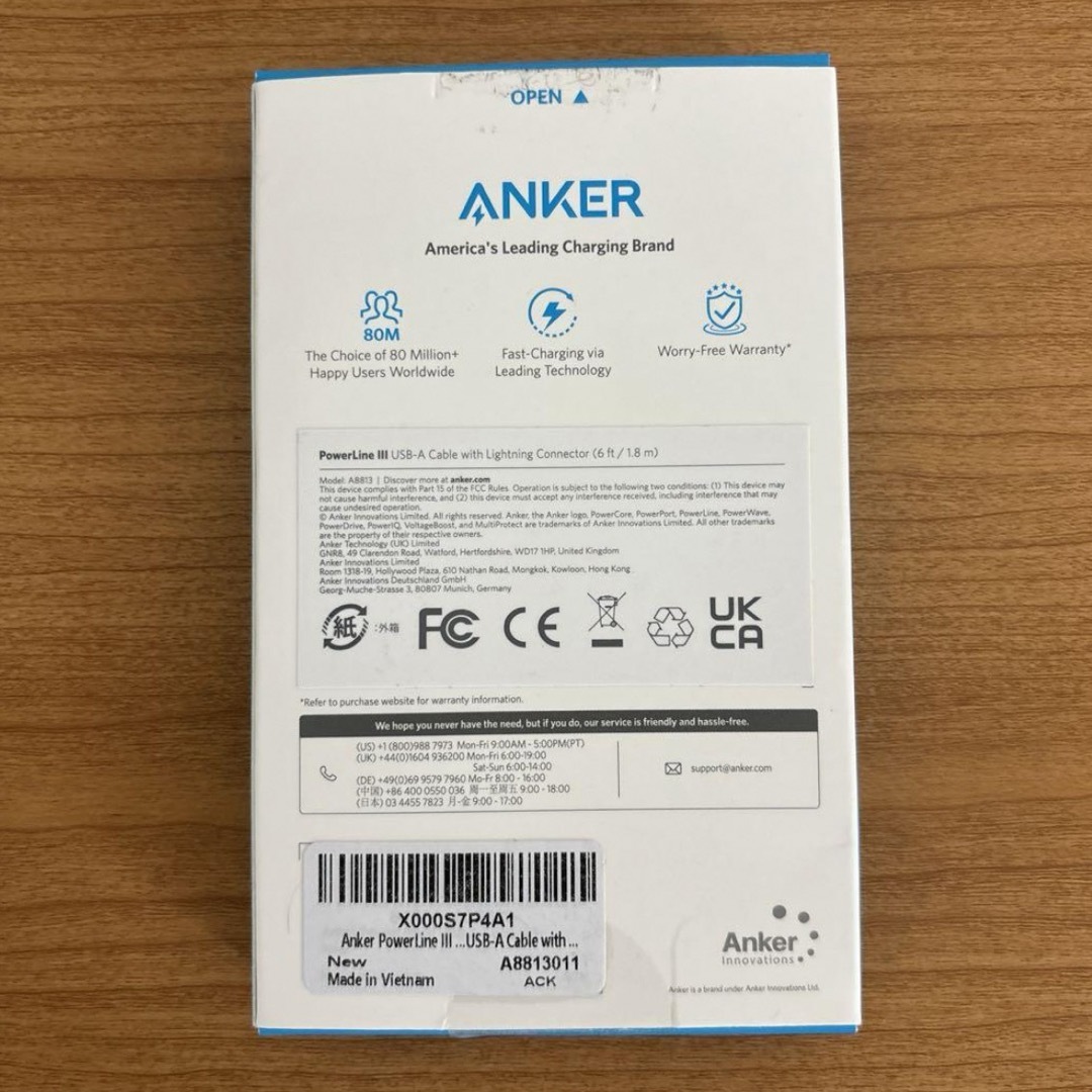 Anker(アンカー)のAnker PowerLine III ライトニングケーブル スマホ/家電/カメラのスマートフォン/携帯電話(バッテリー/充電器)の商品写真