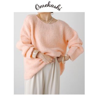 オメカシ(Omekashi)の新品　Omekashi オメカシ　ピンク　アルパカ混ニットプルオーバー(ニット/セーター)