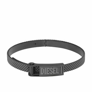 【色: ガンメタルロゴ】Diesel メンズ ステンレススチールブレスレット ガ(その他)