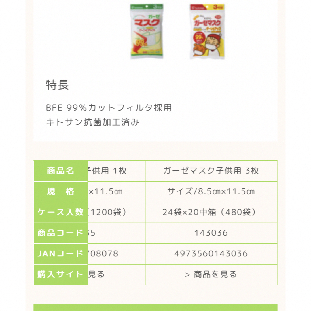 未開封　ガーゼマスク　給食マスク　子供マスク　白マスク　35枚 インテリア/住まい/日用品の日用品/生活雑貨/旅行(日用品/生活雑貨)の商品写真