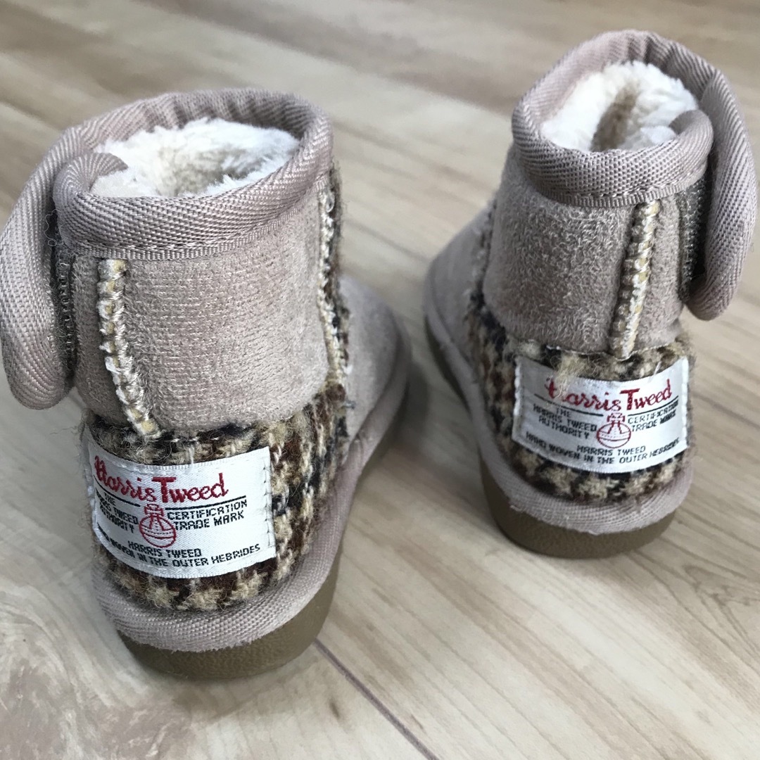 しまむら(シマムラ)のHarris Tweed  ファーブーツ  靴 ムートンブーツ ハリスツイード キッズ/ベビー/マタニティのベビー靴/シューズ(~14cm)(ブーツ)の商品写真