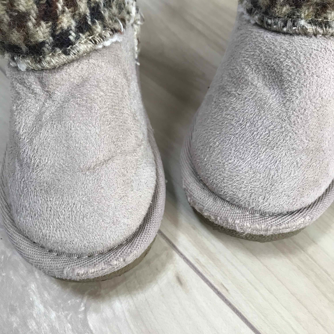 しまむら(シマムラ)のHarris Tweed  ファーブーツ  靴 ムートンブーツ ハリスツイード キッズ/ベビー/マタニティのベビー靴/シューズ(~14cm)(ブーツ)の商品写真