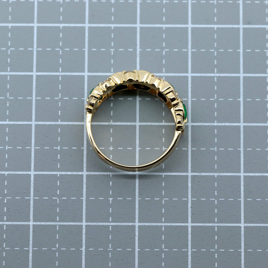 MIKIMOTO(ミキモト)の目立った傷や汚れなし ミキモト エメラルド ダイヤモンド リング 指輪 E0.72CT D0.50CT 10号 K18YG(18金 イエローゴールド) レディースのアクセサリー(リング(指輪))の商品写真