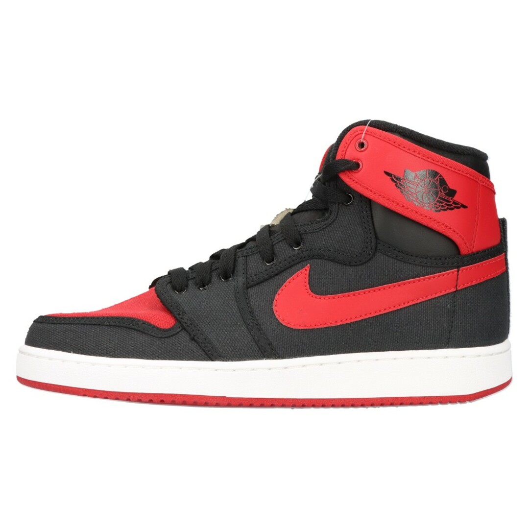 天然繊維人工皮革底NIKE ナイキ AIR JORDAN 1 KO HIGH OG エアジョーダン1 ノックアウト ブレッド ハイカットスニーカーシューズ ブラック/レッド US9 638471-001