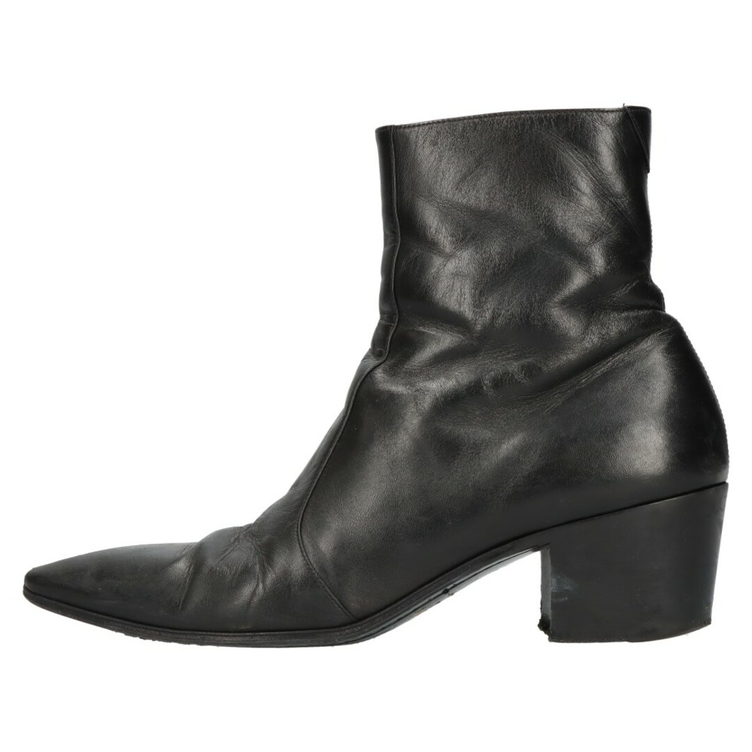 SAINT LAURENT PARIS サンローランパリ VASSILI ZIPPED BOOTS IN SMOOTH LEATHER ヴァッシーリ サイドジップ レザー ヒール ブーツ ブラック 66762020センチヒール