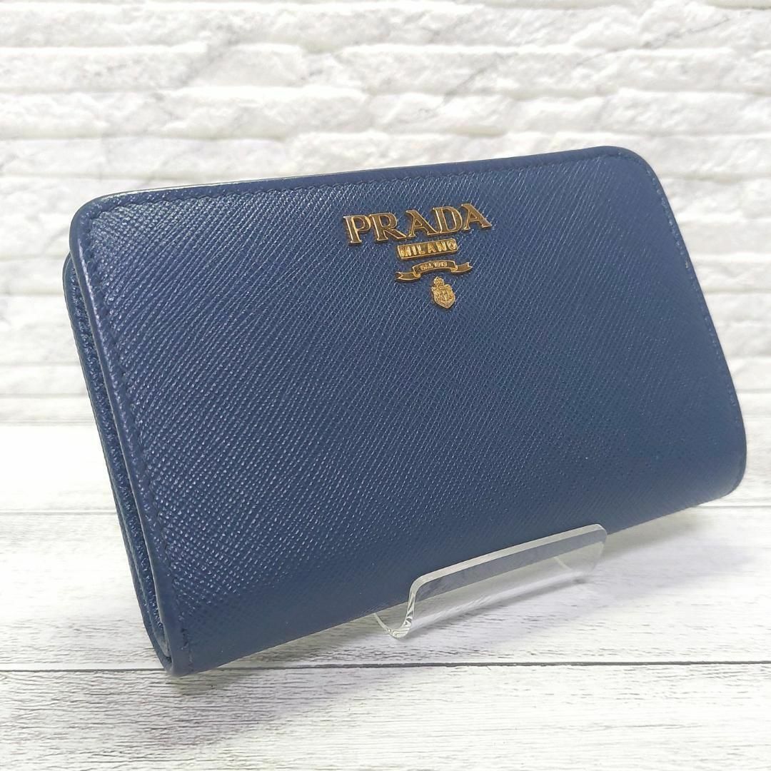 【大人気・極美品】PRADA プラダ サフィアーノ 折り財布 ブルー財布