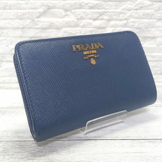 プラダ(PRADA)の【大人気・極美品】PRADA プラダ サフィアーノ 折り財布 ブルー(財布)