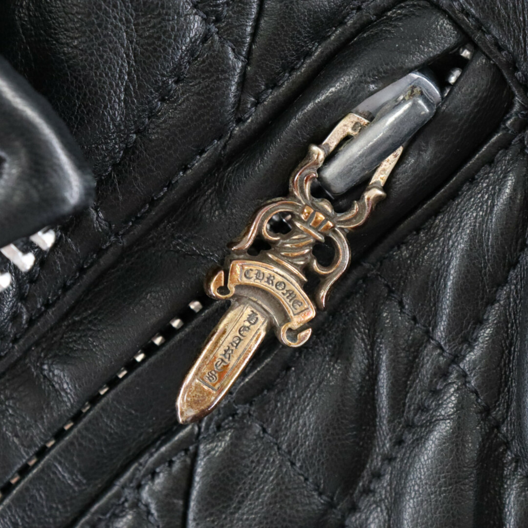 Chrome Hearts(クロムハーツ)のCHROME HEARTS クロムハーツ ×HERMES 裏地エルメス ダガージップキルティングレザーライダースジャケット ブラック レディース レディースのジャケット/アウター(ライダースジャケット)の商品写真