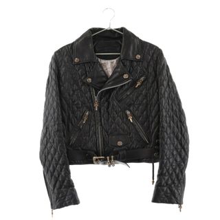 クロムハーツ(Chrome Hearts)のCHROME HEARTS クロムハーツ ×HERMES 裏地エルメス ダガージップキルティングレザーライダースジャケット ブラック レディース(ライダースジャケット)