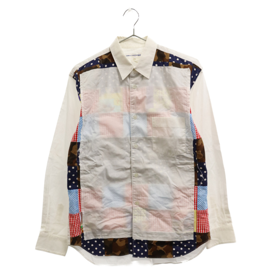 COMME des GARCONS(コムデギャルソン)のCOMME des GARCONS SHIRT コムデギャルソンシャツ 長袖パッチワークシャツ Haruo Kobayashi MADE IN FRANCE S19061 ホワイト メンズのトップス(シャツ)の商品写真